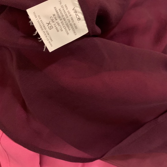 VINCE pink magenta ombré Silk slip dress XS pleats - Picture 4 of 4